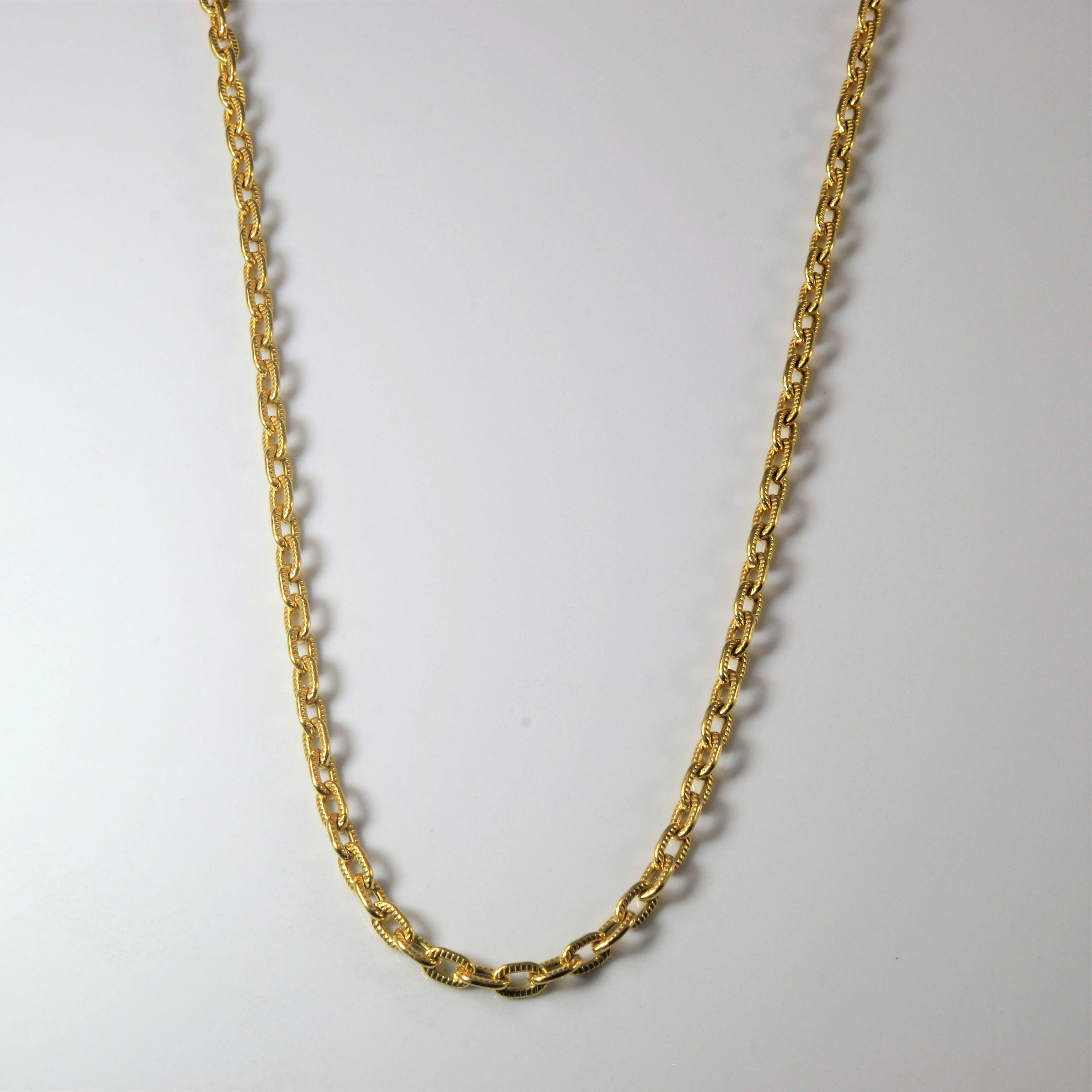 Vintage Italian 18k Yellow Gold Textured Rolo Chain | 27" |