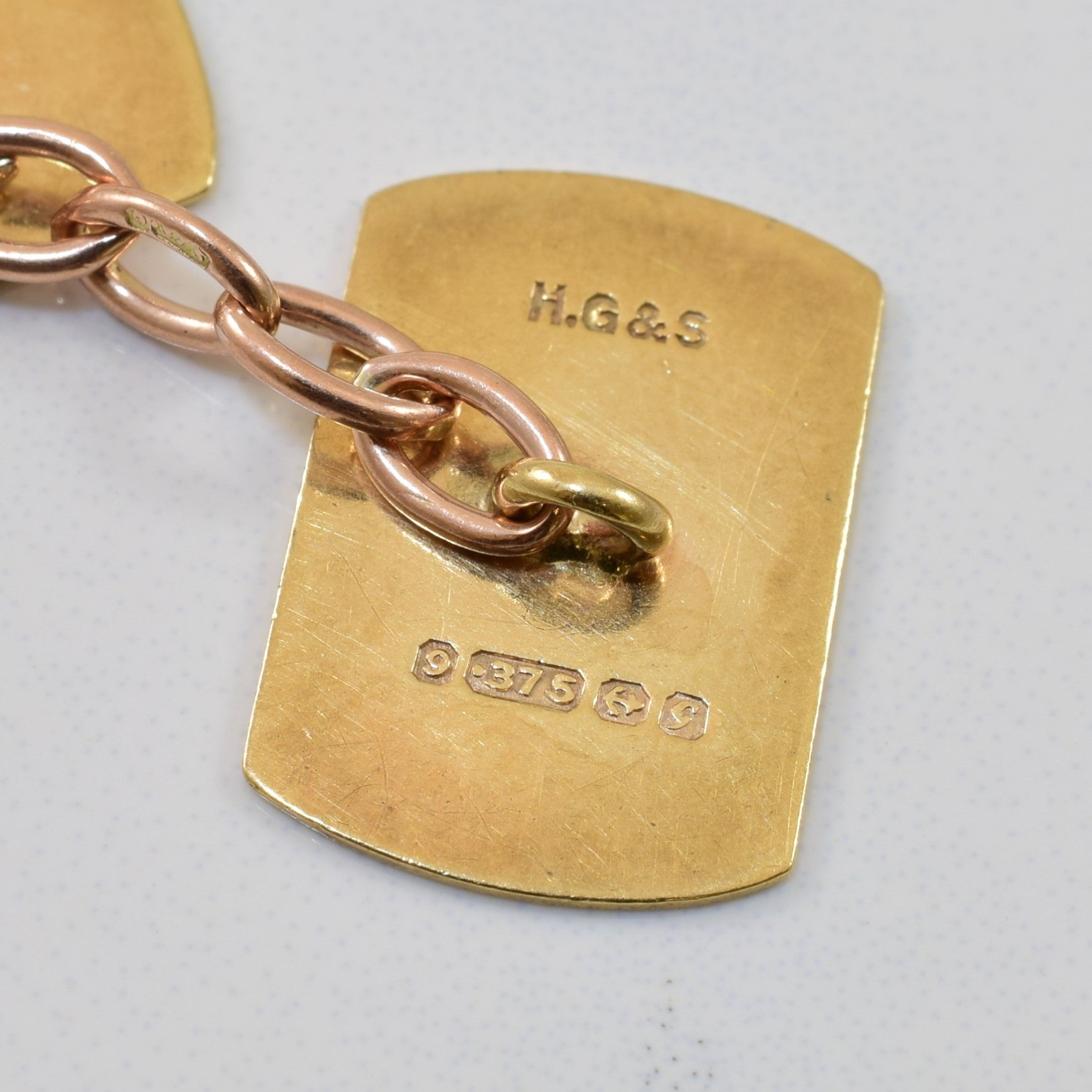 Early 1900s Engraved Initial 'RMI' Chain Cufflinks |
