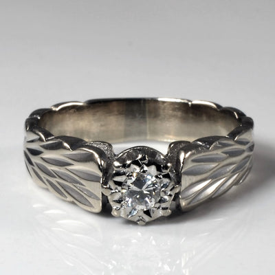 Diamond Cut Wide Band Engagement Ring | 0.12ct | SZ 6 |