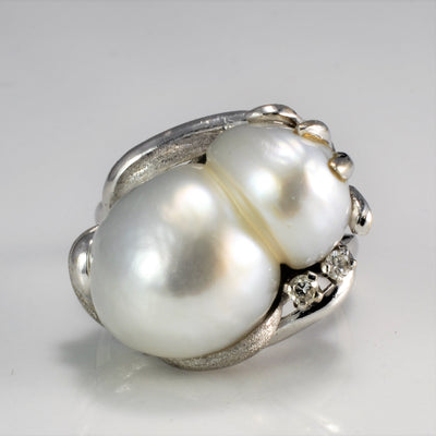 High Set Baroque Pearl & Diamond Ring | 0.05 ctw, SZ 6 |