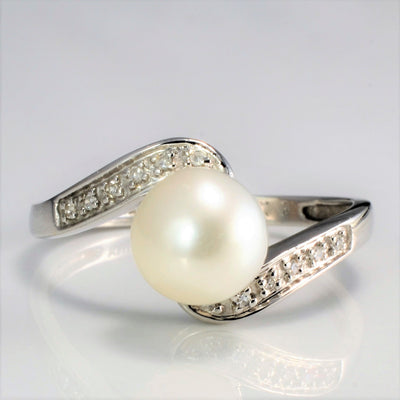 Bypass Pearl & Diamond Ring | 0.04 ctw, SZ 7 |