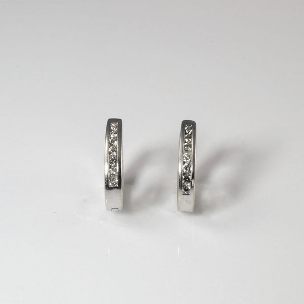 Diamond Channel Huggie Earrings | 0.10ctw |