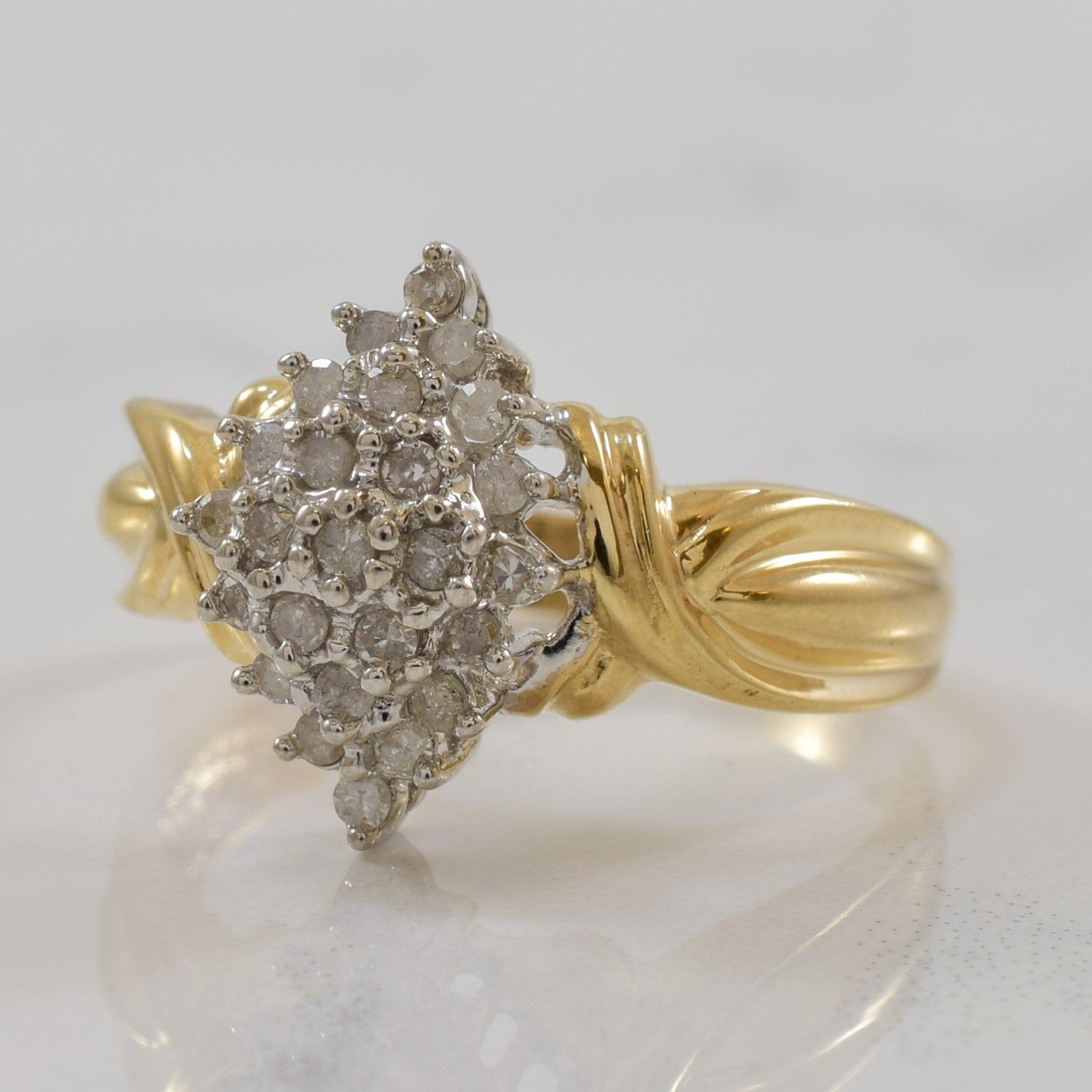 Marquise Shaped Diamond Cluster Ring | 0.23ctw | SZ 7 |