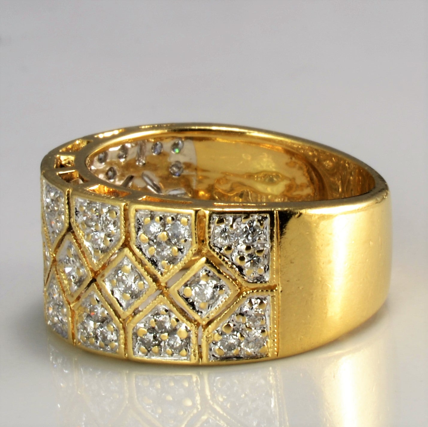 Textured Cluster Diamond Wide Ring | 0.70  ctw |