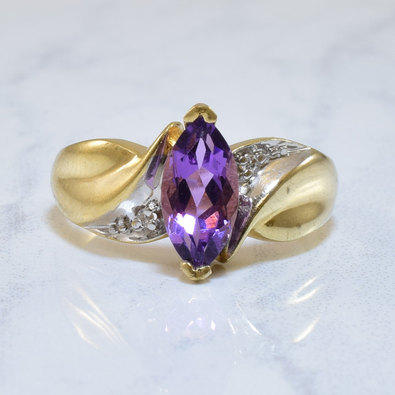 Amethyst & Diamond Bypass Ring | 0.70ct, 0.02ctw | SZ 6.25 |