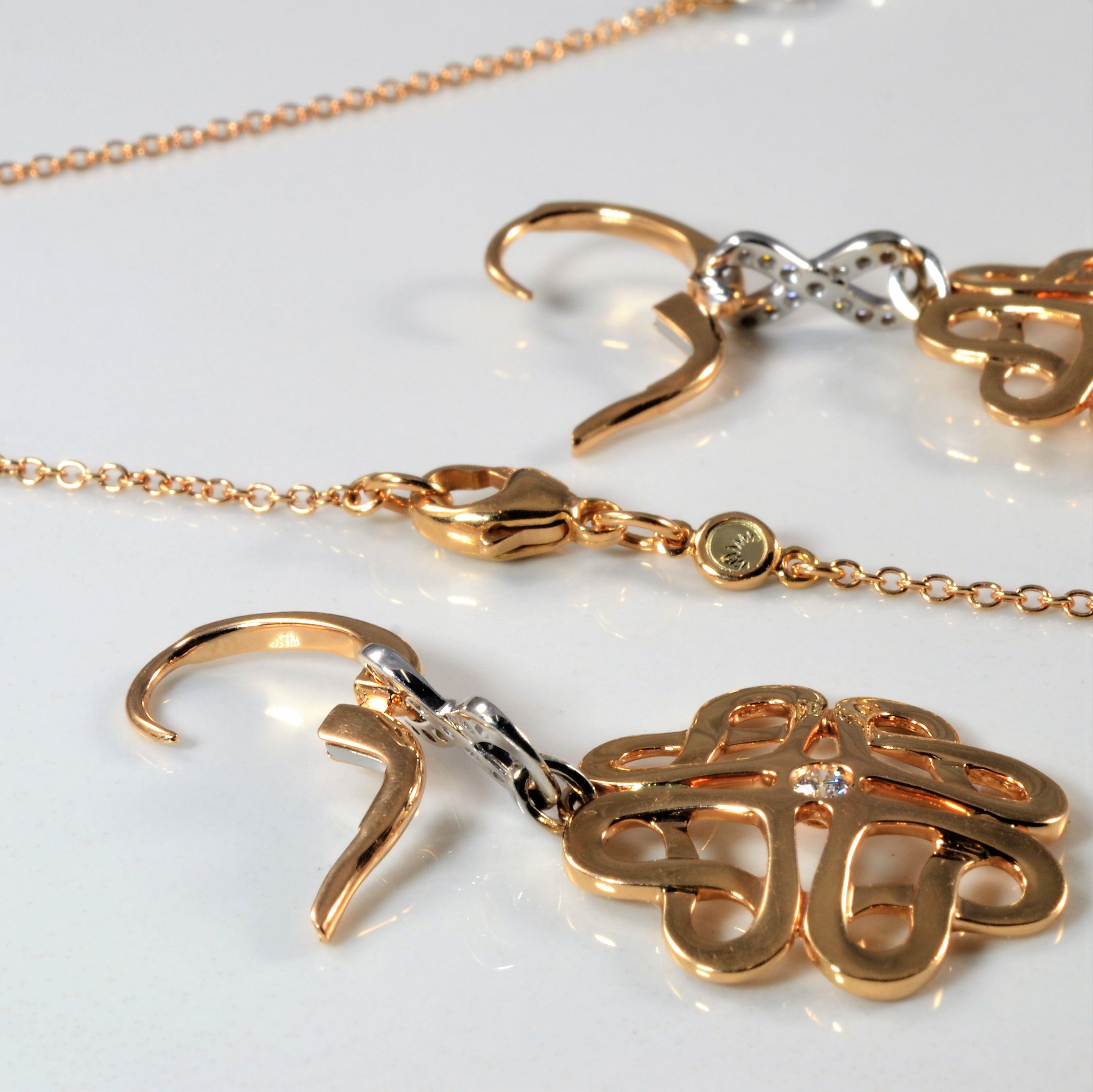 Intertwined Rose Gold Diamond Necklace & Earrings Set | 0.68ctw | 17" |