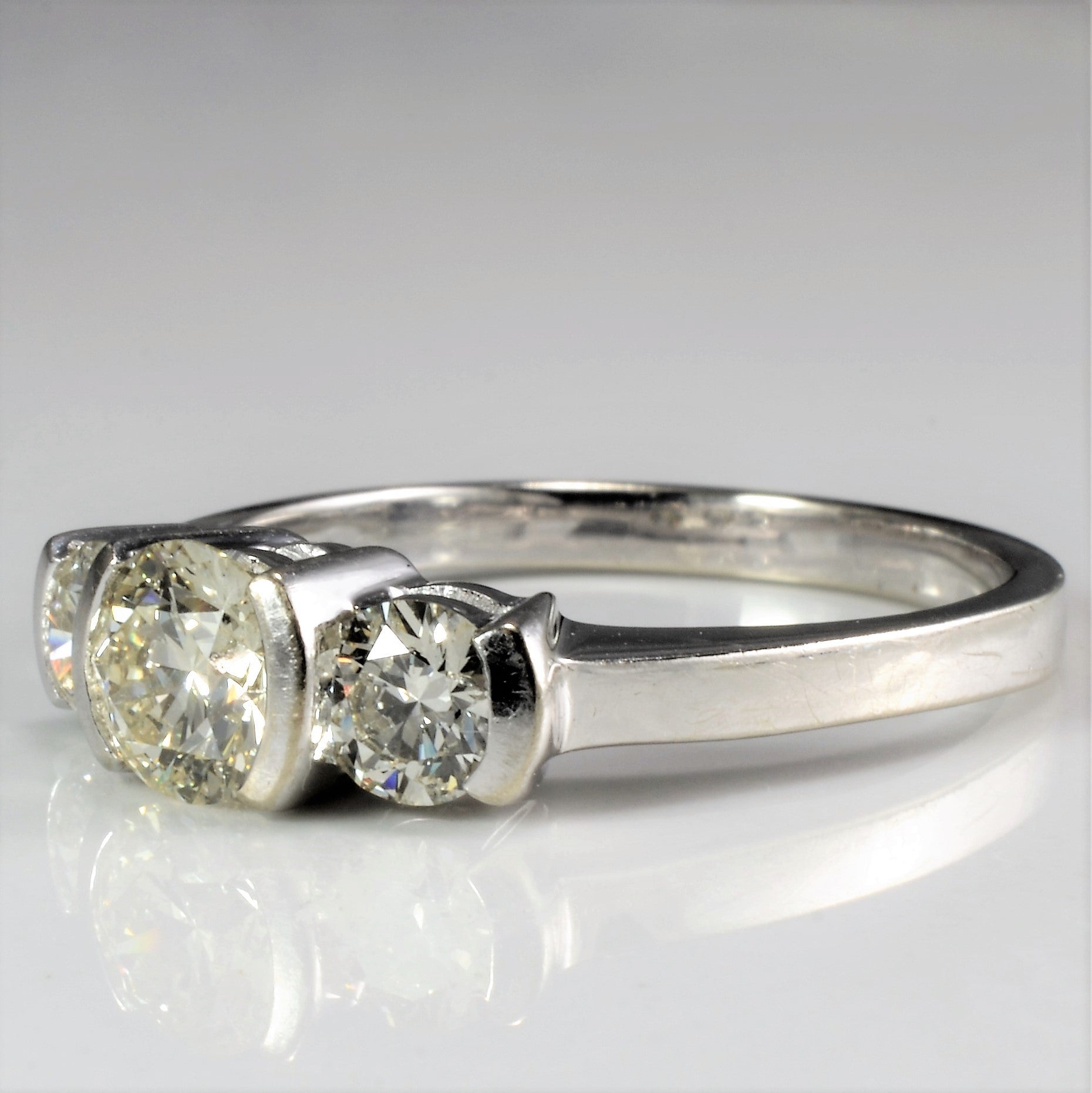 Three Stone Canadian Diamond Engagement Ring | 1.51 ctw, SZ 8.75 |