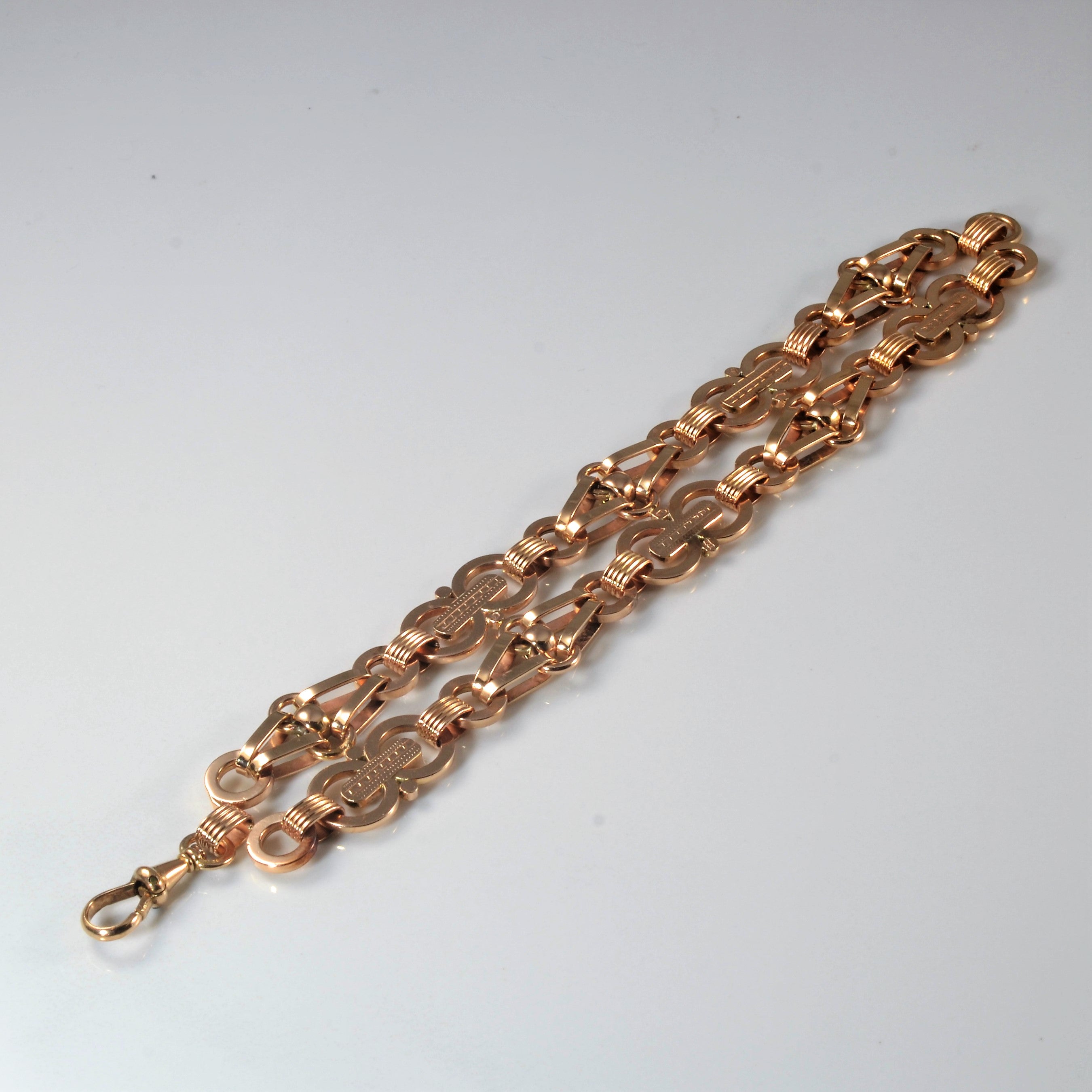 Interlocking Double Strand Gold Chain Bracelet | 7.5" |