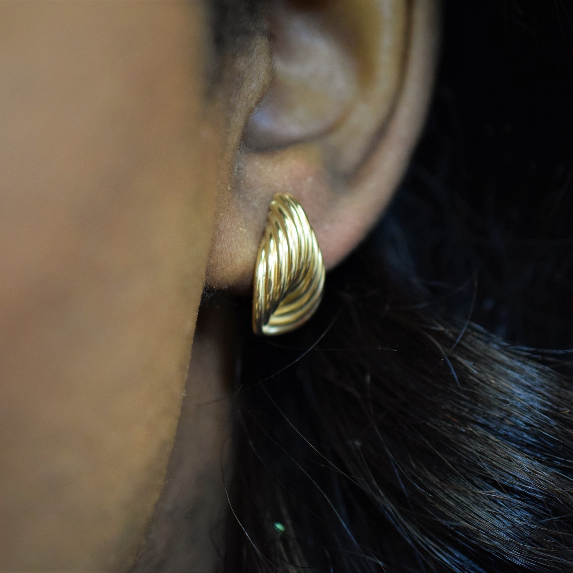 Gold Textured Stud Earrings |