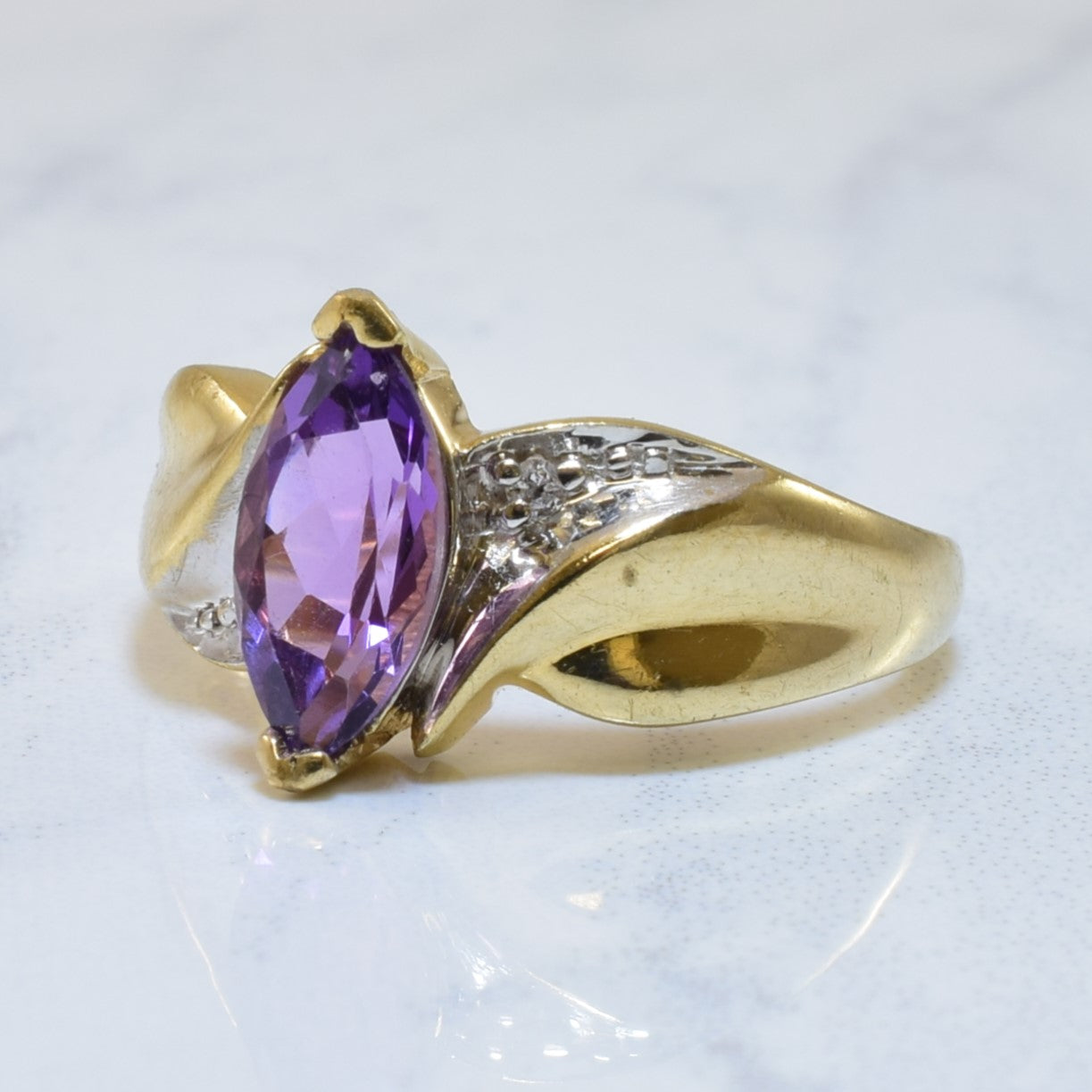 Amethyst & Diamond Bypass Ring | 0.70ct, 0.02ctw | SZ 6.25 |