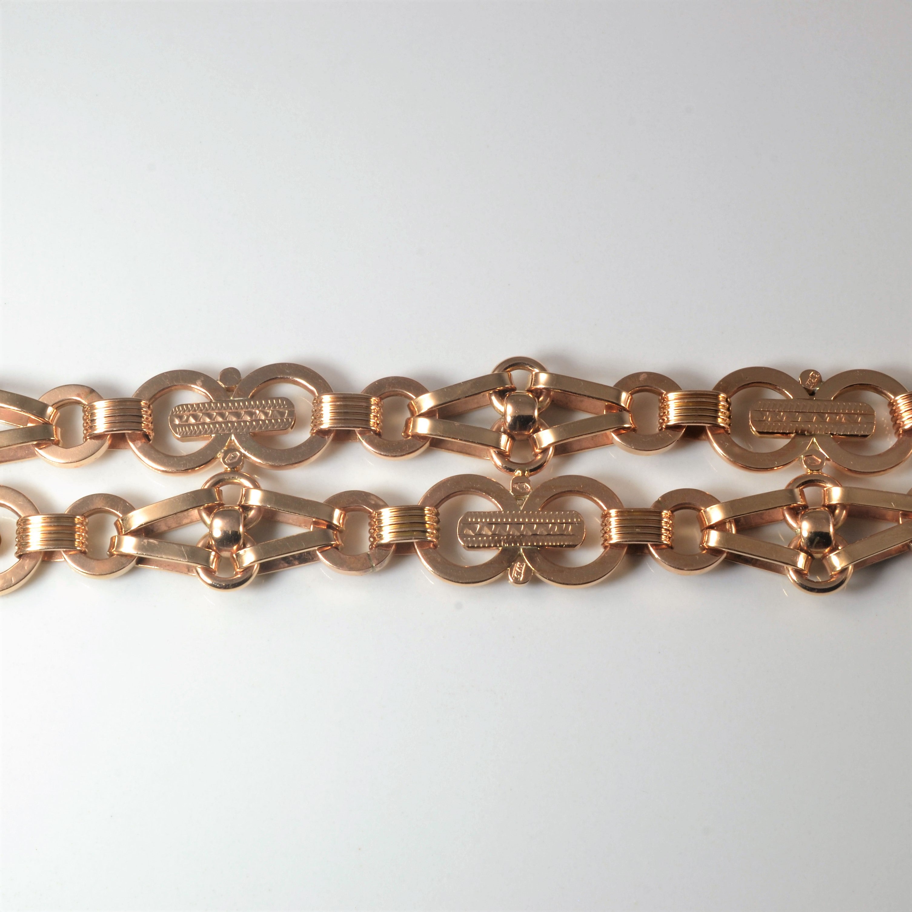 Interlocking Double Strand Gold Chain Bracelet | 7.5" |