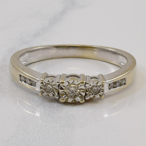 Illusion Three Stone Diamond Ring | 0.10ctw | SZ 6.25 |