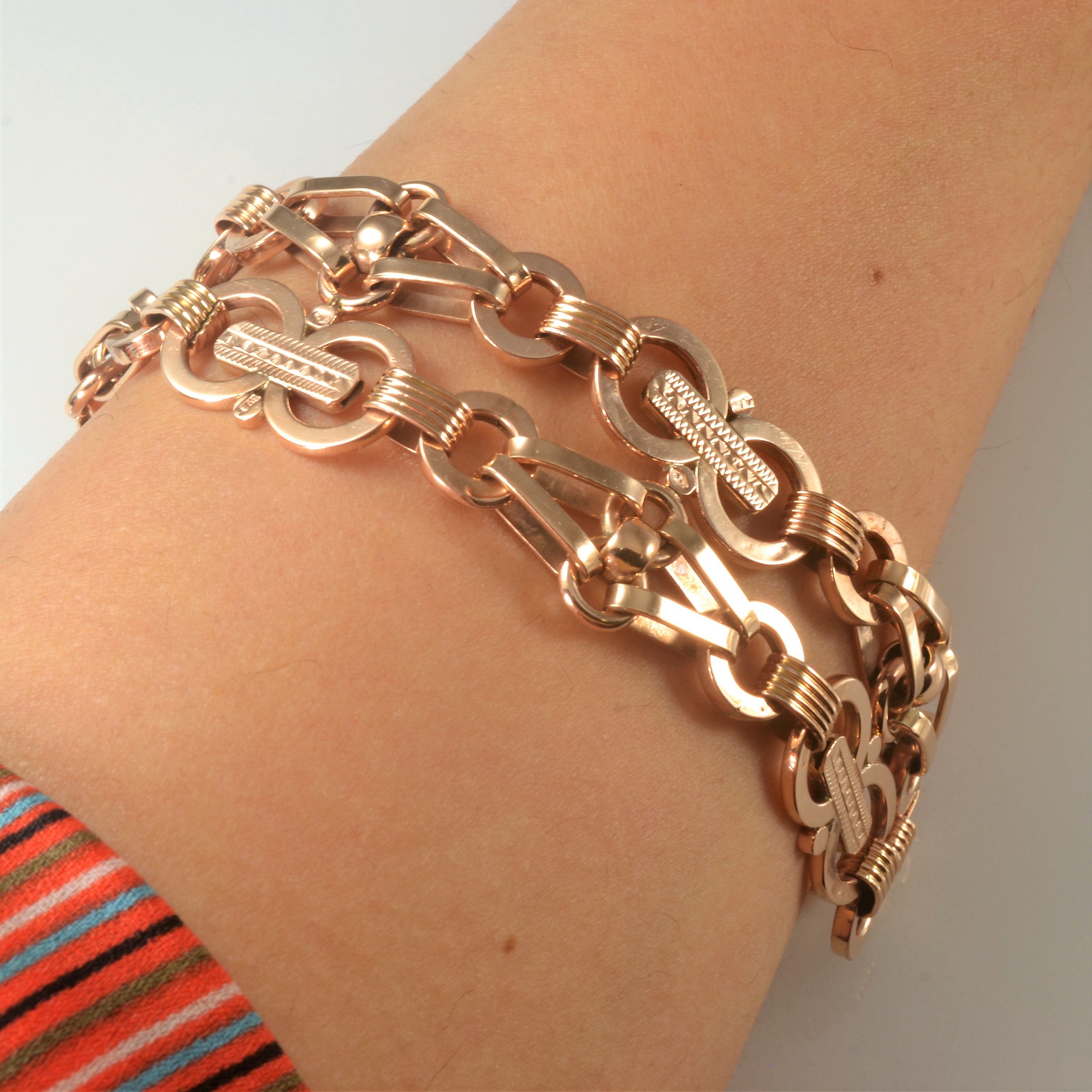 Interlocking Double Strand Gold Chain Bracelet | 7.5" |