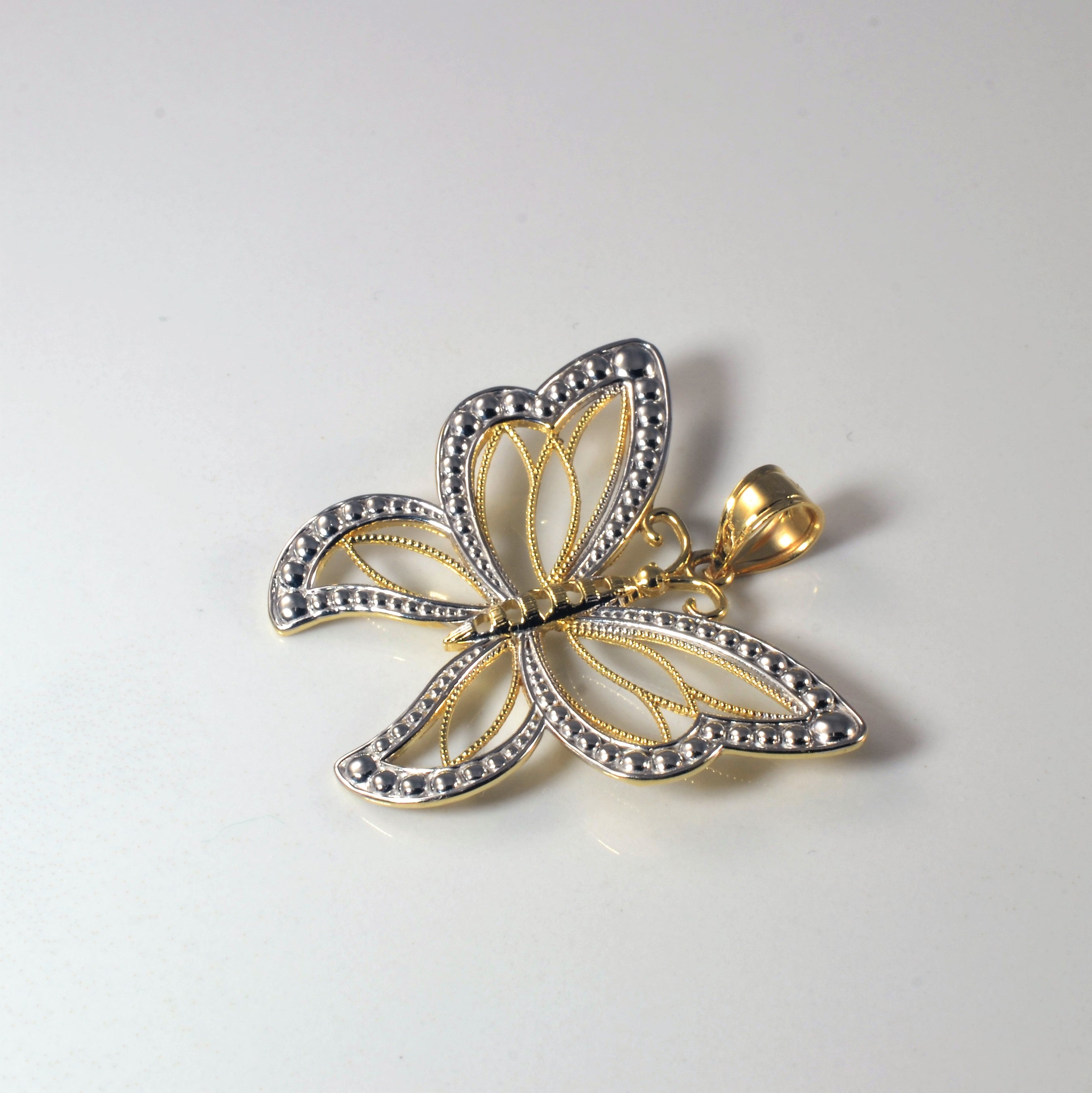 Two Tone Gold Butterfly Pendant |