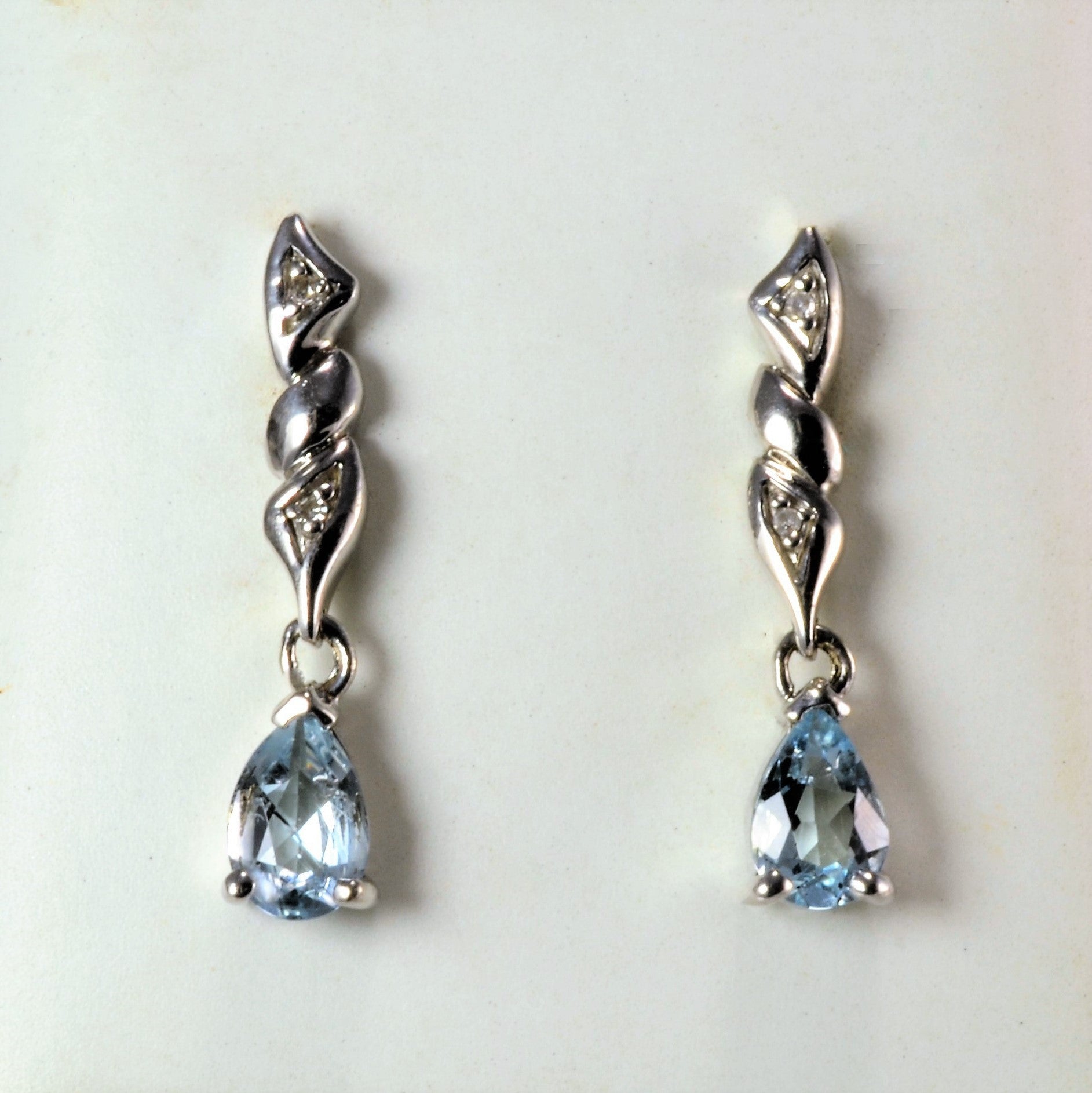 Aquamarine & Diamond Dangle Earrings | 0.02 ctw |