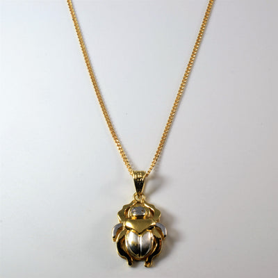 Two Tone Gold Scarab Necklace | 0.02ctw | 18