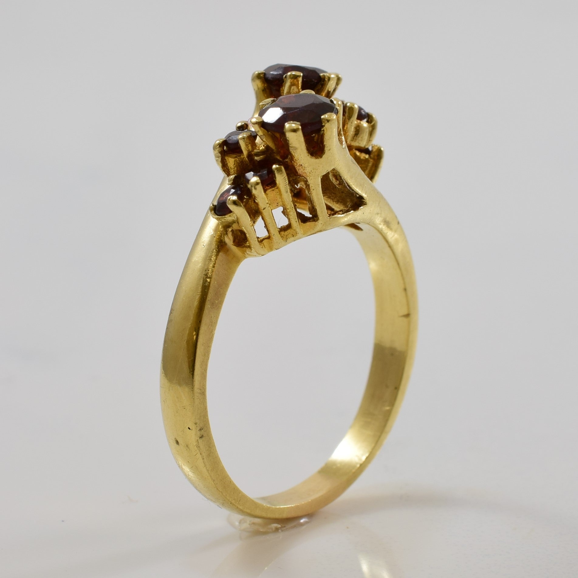 Garnet Cluster Bypass Ring | 1.35ctw | SZ 8.5 |