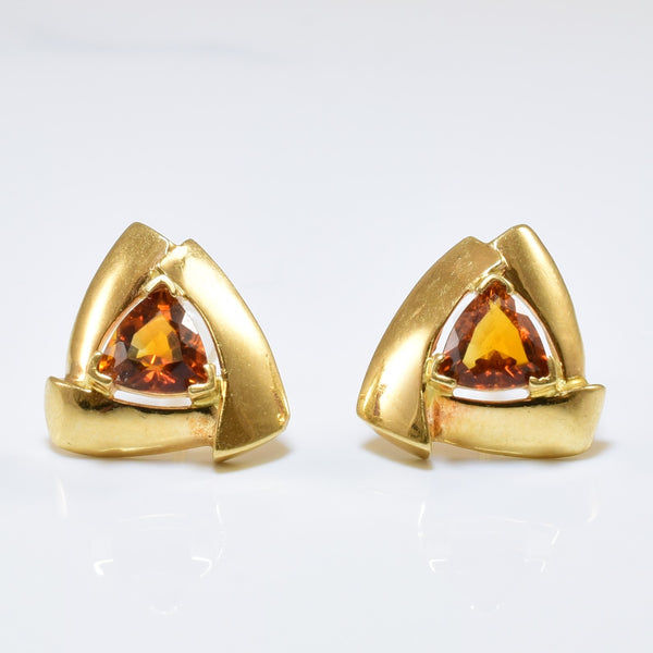 Triangular Citrine Stud Earrings | 0.70ctw |