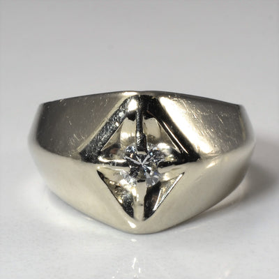 Knife Edged Solitaire Diamond Wide Ring | 0.26ct | SZ 8.5 |