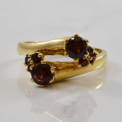 Garnet Cluster Bypass Ring | 1.35ctw | SZ 8.5 |