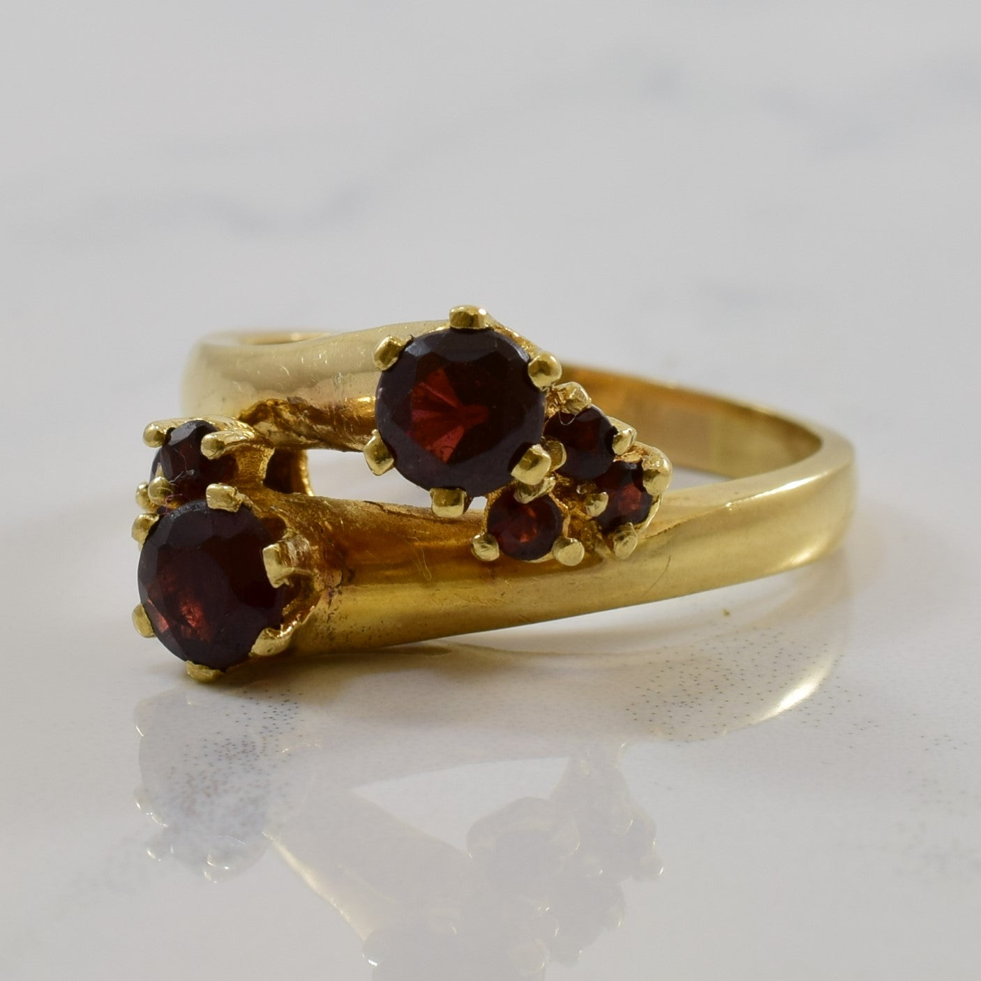 Garnet Cluster Bypass Ring | 1.35ctw | SZ 8.5 |