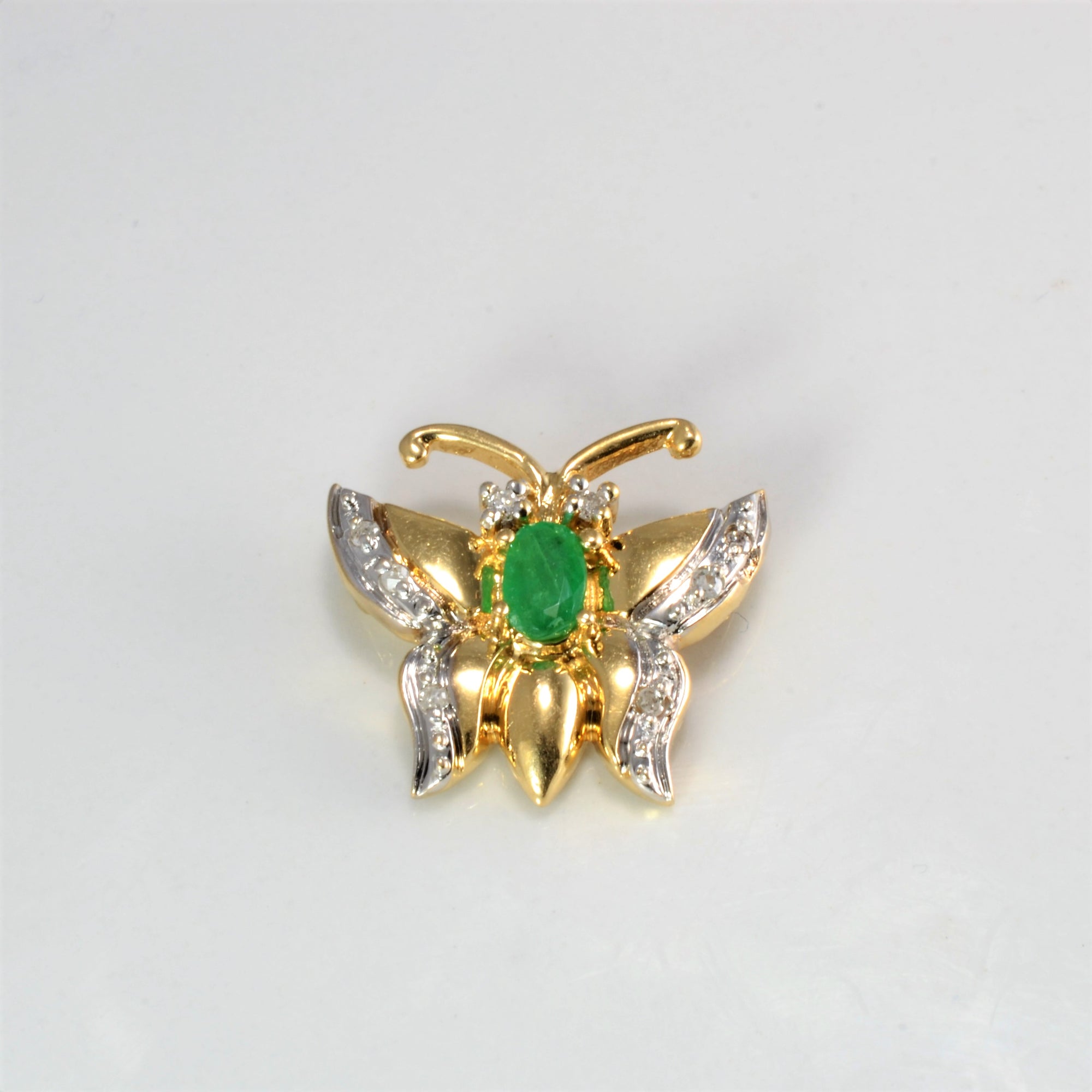 Emerald & Diamond Butterfly Pendant | 0.05 ctw |