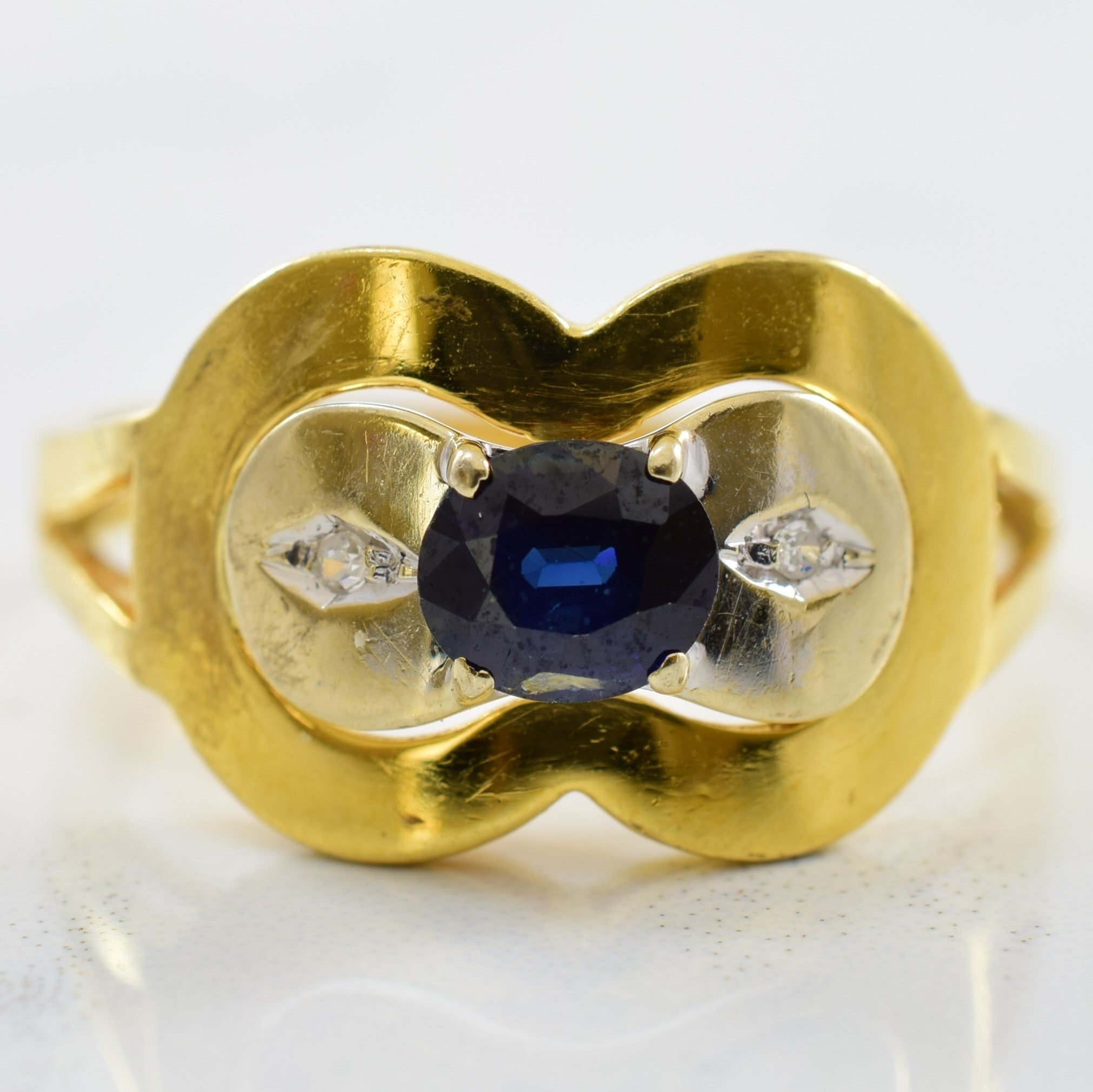 Unique Blue Sapphire & Diamond Ring | 0.01ctw, 0.50ct | SZ 8.5 |