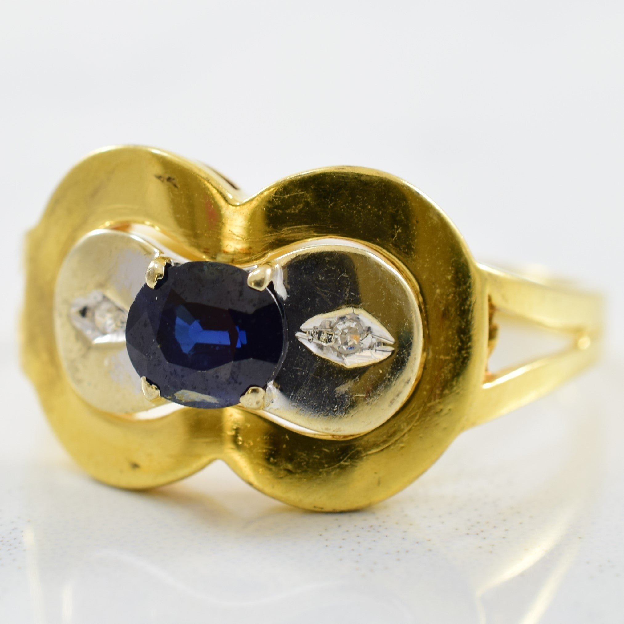 Unique Blue Sapphire & Diamond Ring | 0.01ctw, 0.50ct | SZ 8.5 |