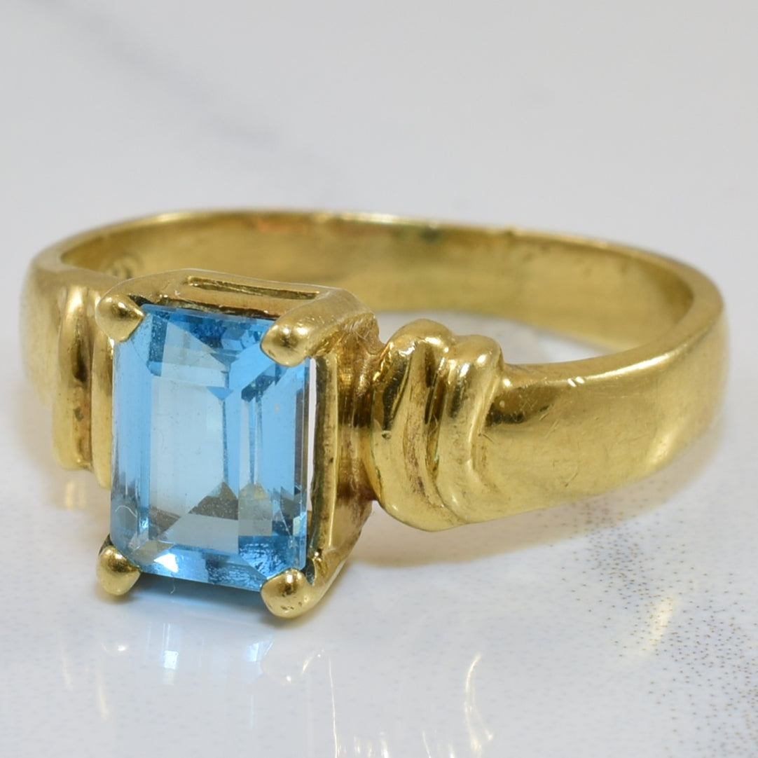 Emerald Cut Blue Topaz Ring | 1.16ct | SZ 5.5 |