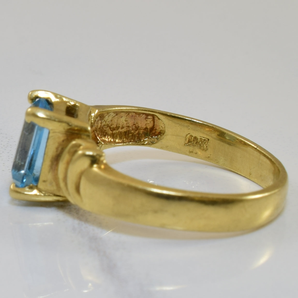 Emerald Cut Blue Topaz Ring | 1.16ct | SZ 5.5 |