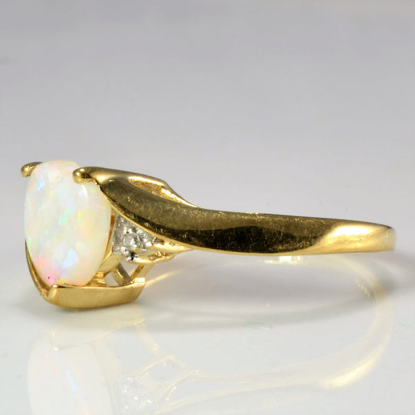 Heart Opal & Diamond Bypass Ring | 0.02 ctw, 4.25 |