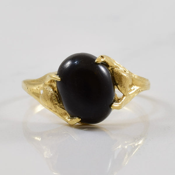 Black Coral Cabochon Bypass Ring | 1.76ct | SZ 7 |