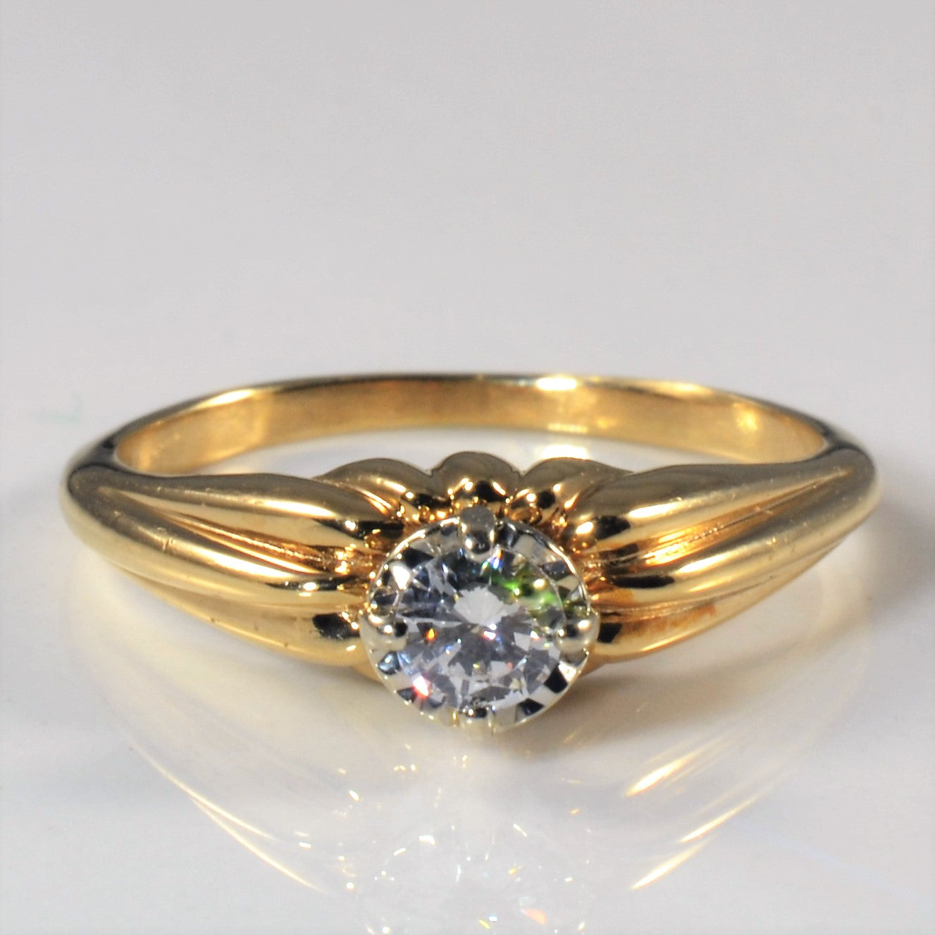 Bague en diamant cathédrale festonnée | 0,17 ct | Taille 6 | 