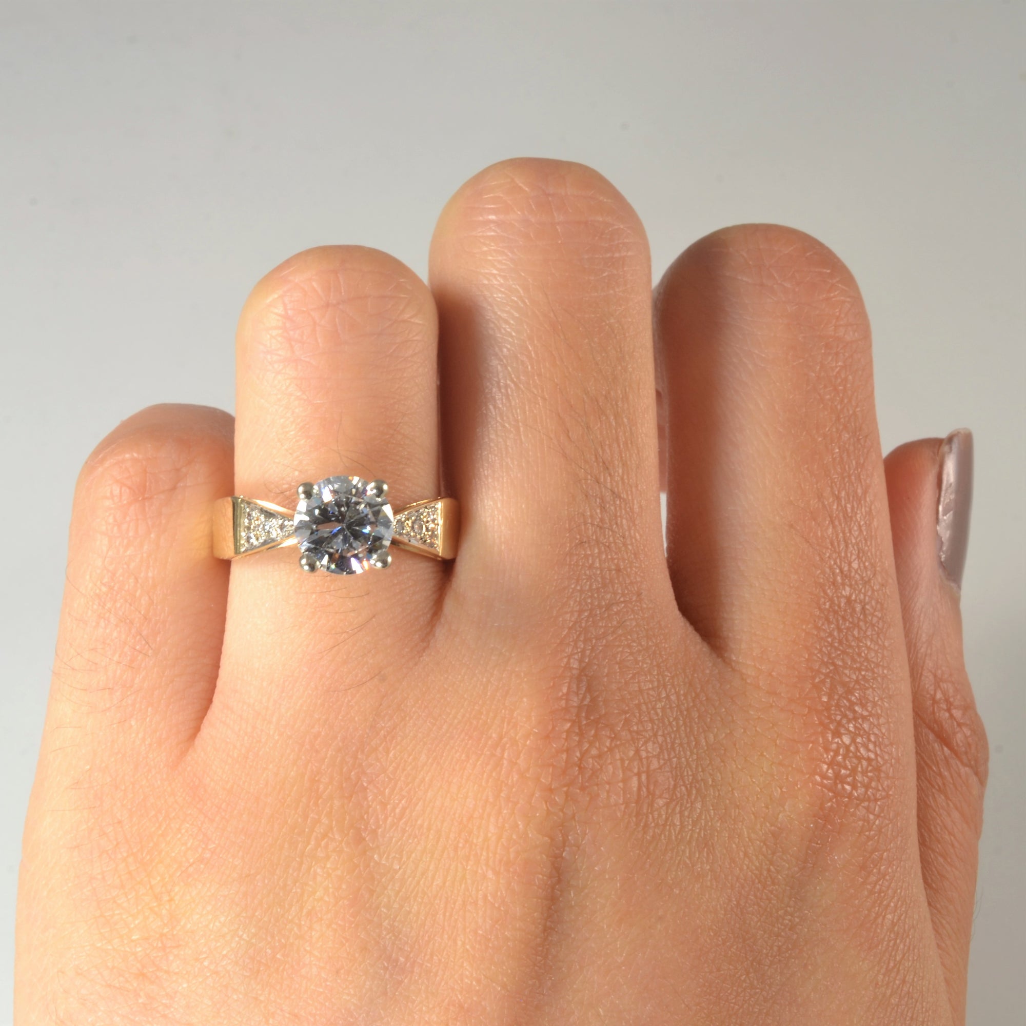 Tapered Pave Diamond Engagement Ring | 1.58ctw | SZ 5.5 |