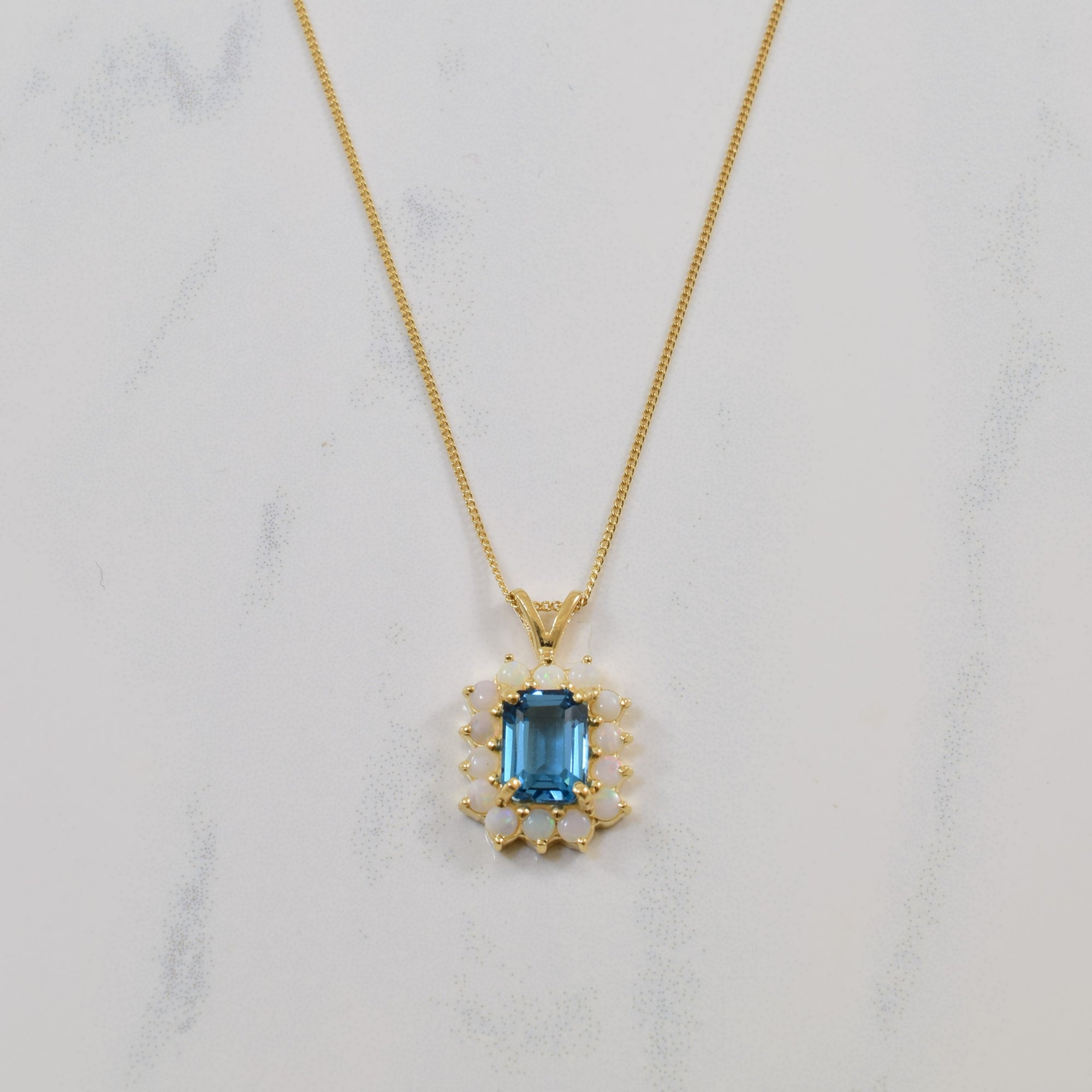 Blue Topaz & Opal Necklace | 2.00ct, 0.50ctw | 17