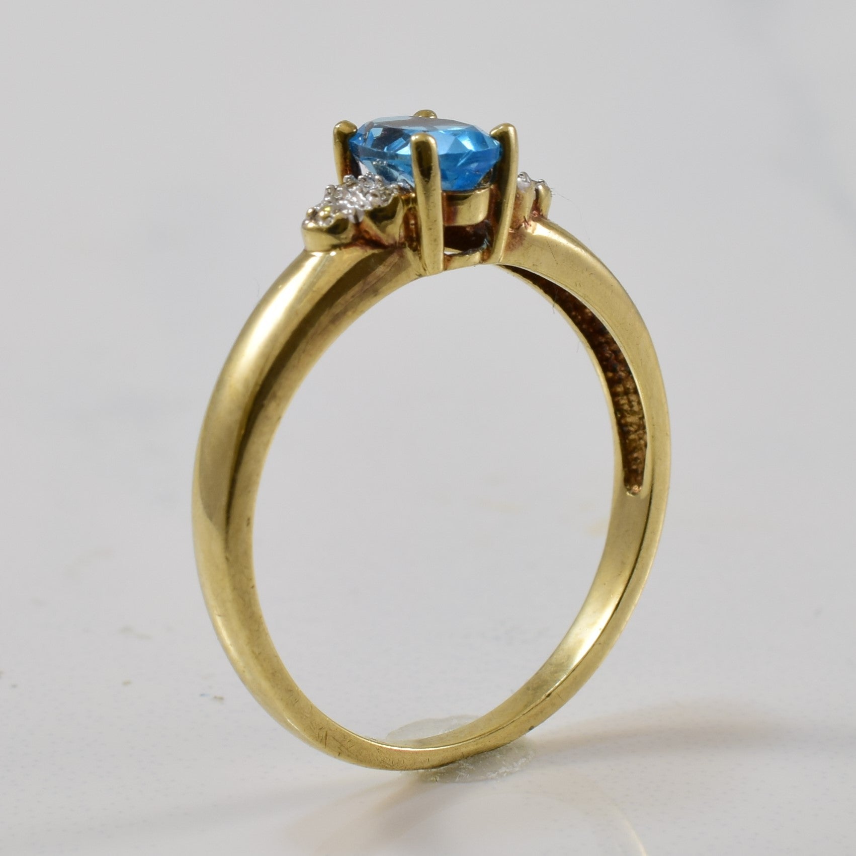 Blue Topaz & Diamond Ring | 0.48ct, 0.02ctw | SZ 6.5 |