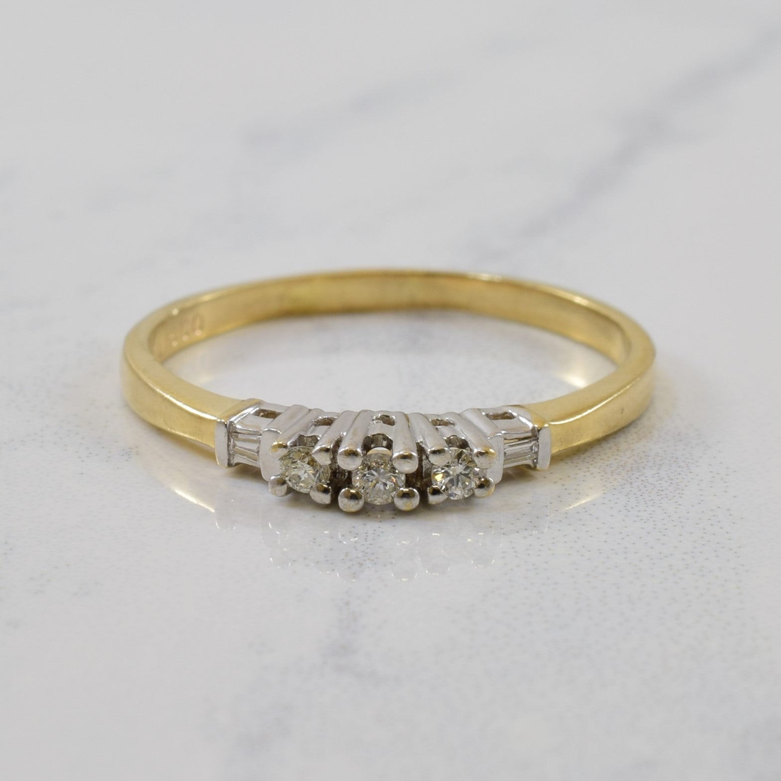 Baguette Side Stone Prong Set Diamond Ring | 0.08ctw | SZ 9 |
