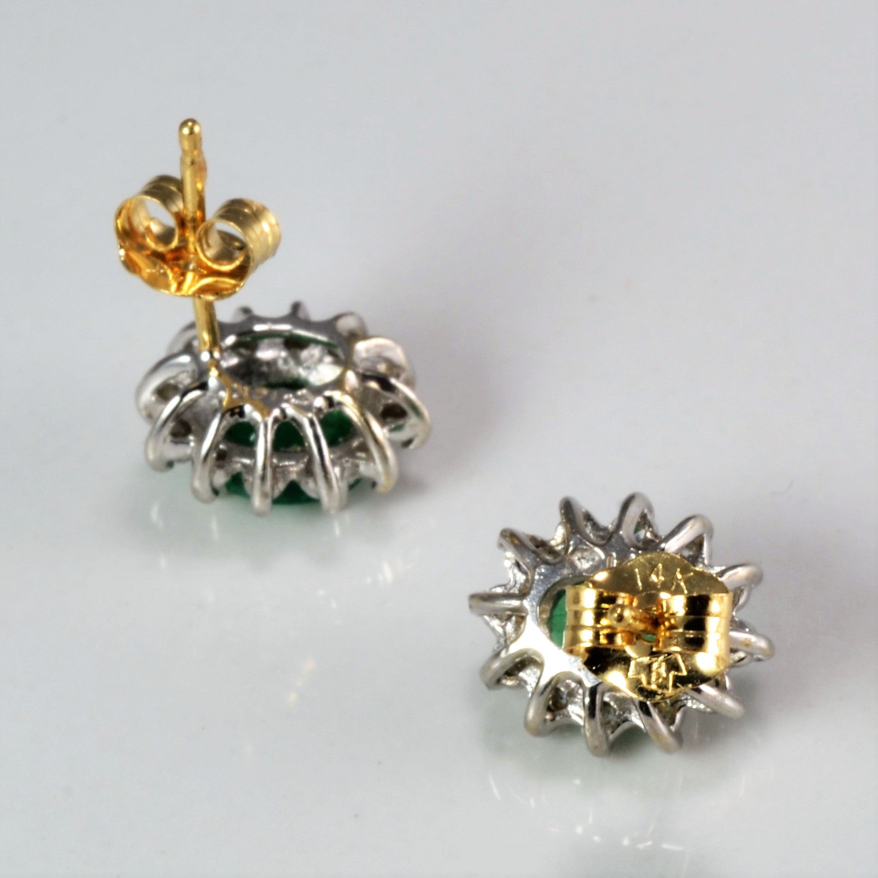 Emerald & Diamond Cocktail Stud Earrings | 0.12 ctw |