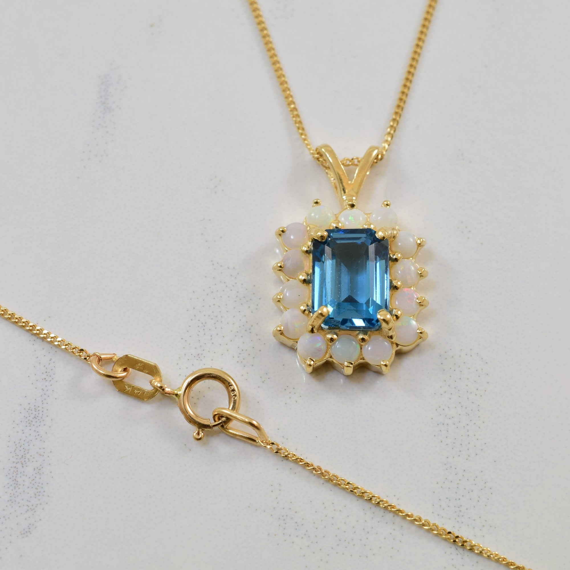 Blue Topaz & Opal Necklace | 2.00ct, 0.50ctw | 17