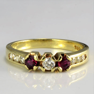 Channel Diamond & Ruby Ring | 0.20 ctw, SZ 5.5 |
