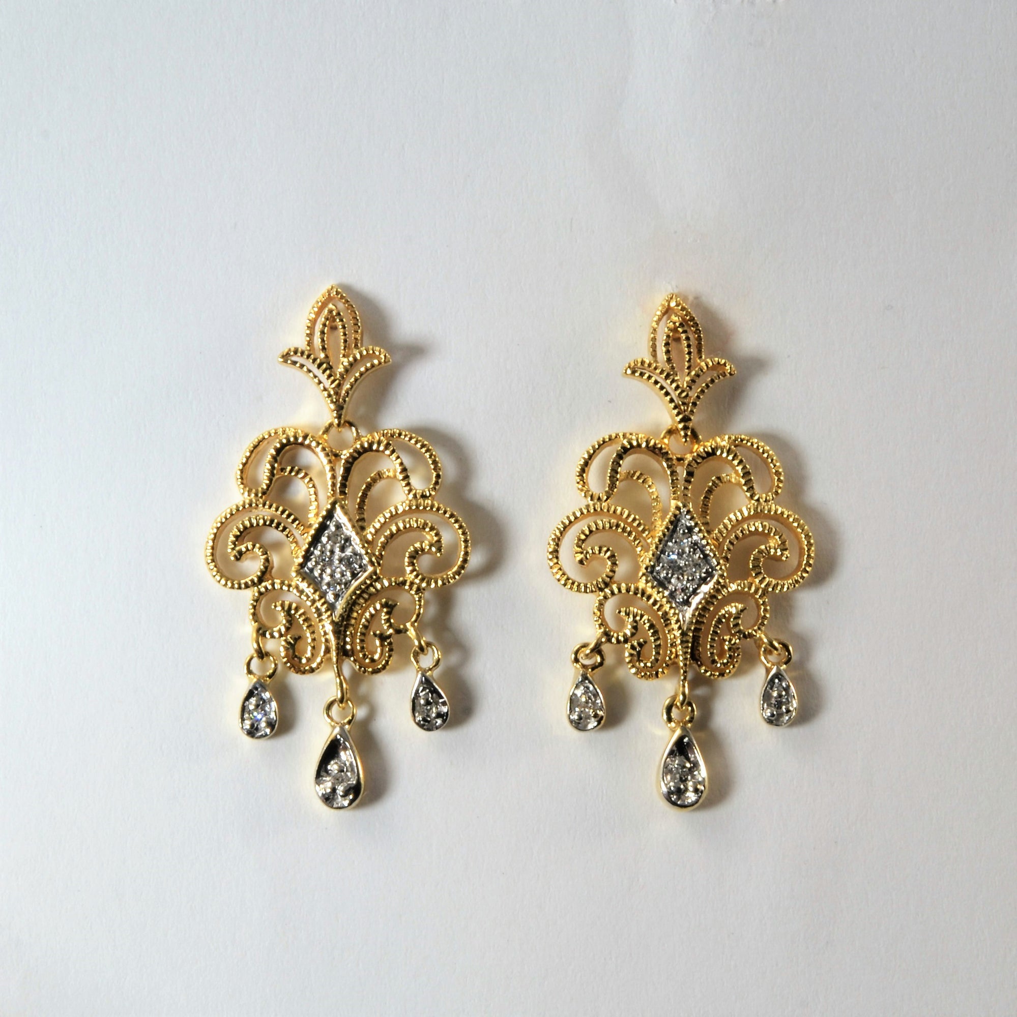 Filigree sale diamond earrings