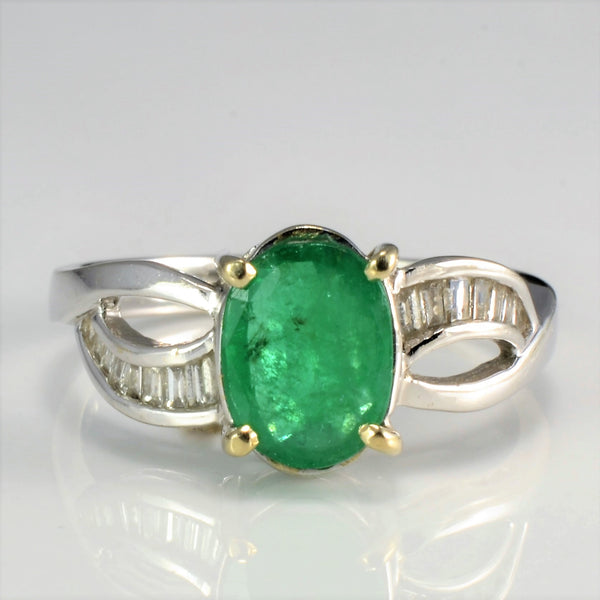 Bypass Solitaire Emerald & Diamond Ring | 0.25ctw, 0.90ct | SZ 6.5 |