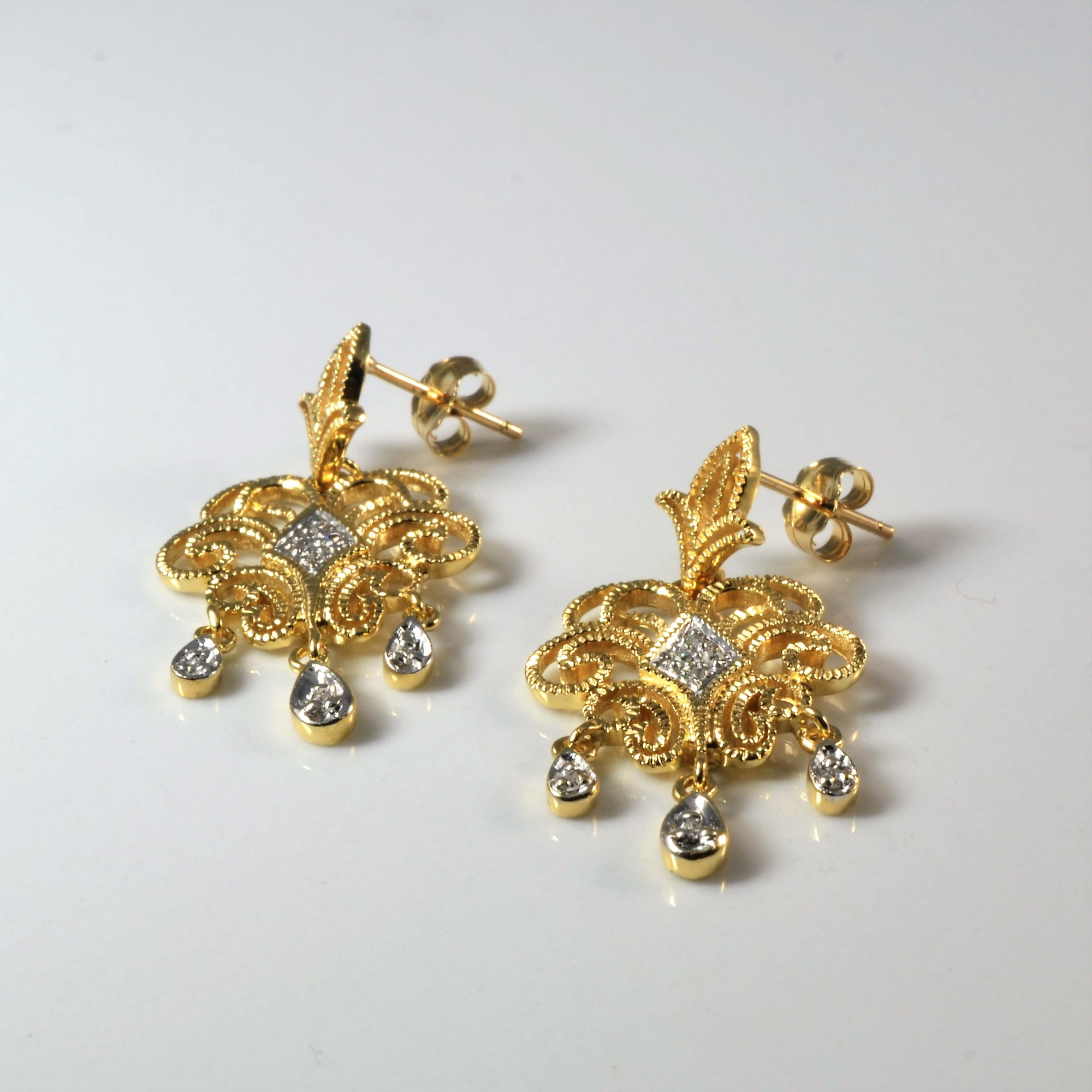 Filigree Diamond Chandelier Earrings | 0.04ctw |