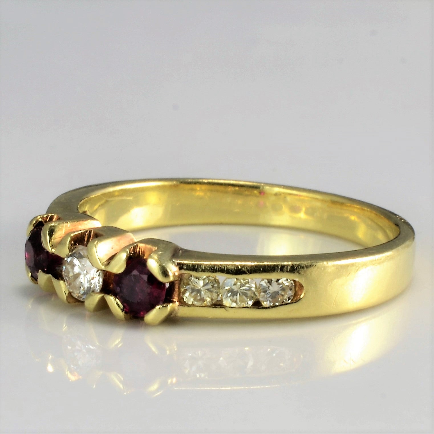 Channel Diamond & Ruby Ring | 0.20 ctw, SZ 5.5 |