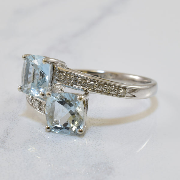Aquamarine & Diamond Bypass Ring | 1.80ctw, 0.04ctw | SZ 6.75 |