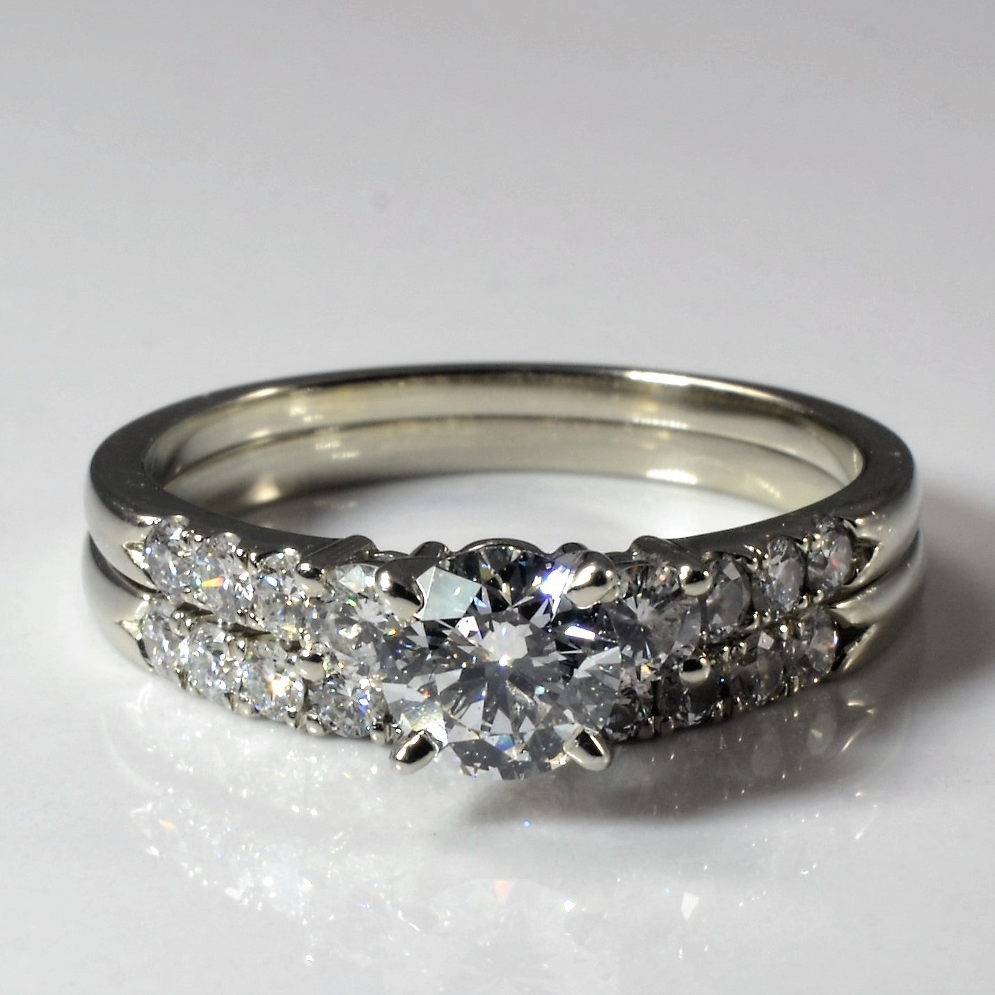 Classic White Gold Diamond Wedding Set | 1.59ctw | SZ 9.75 |