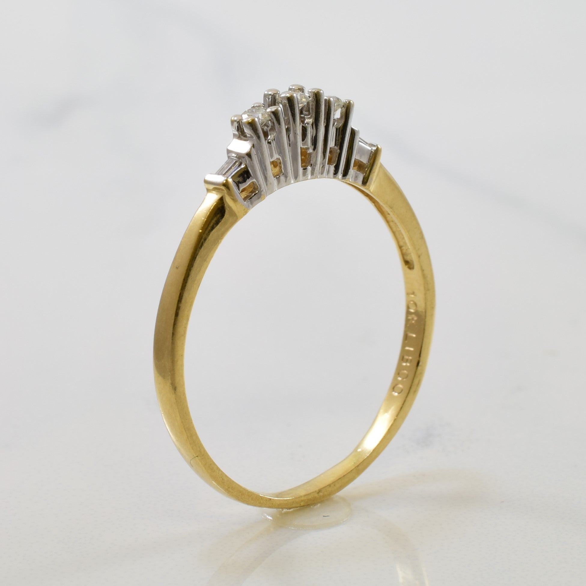 Baguette Side Stone Prong Set Diamond Ring | 0.08ctw | SZ 9 |