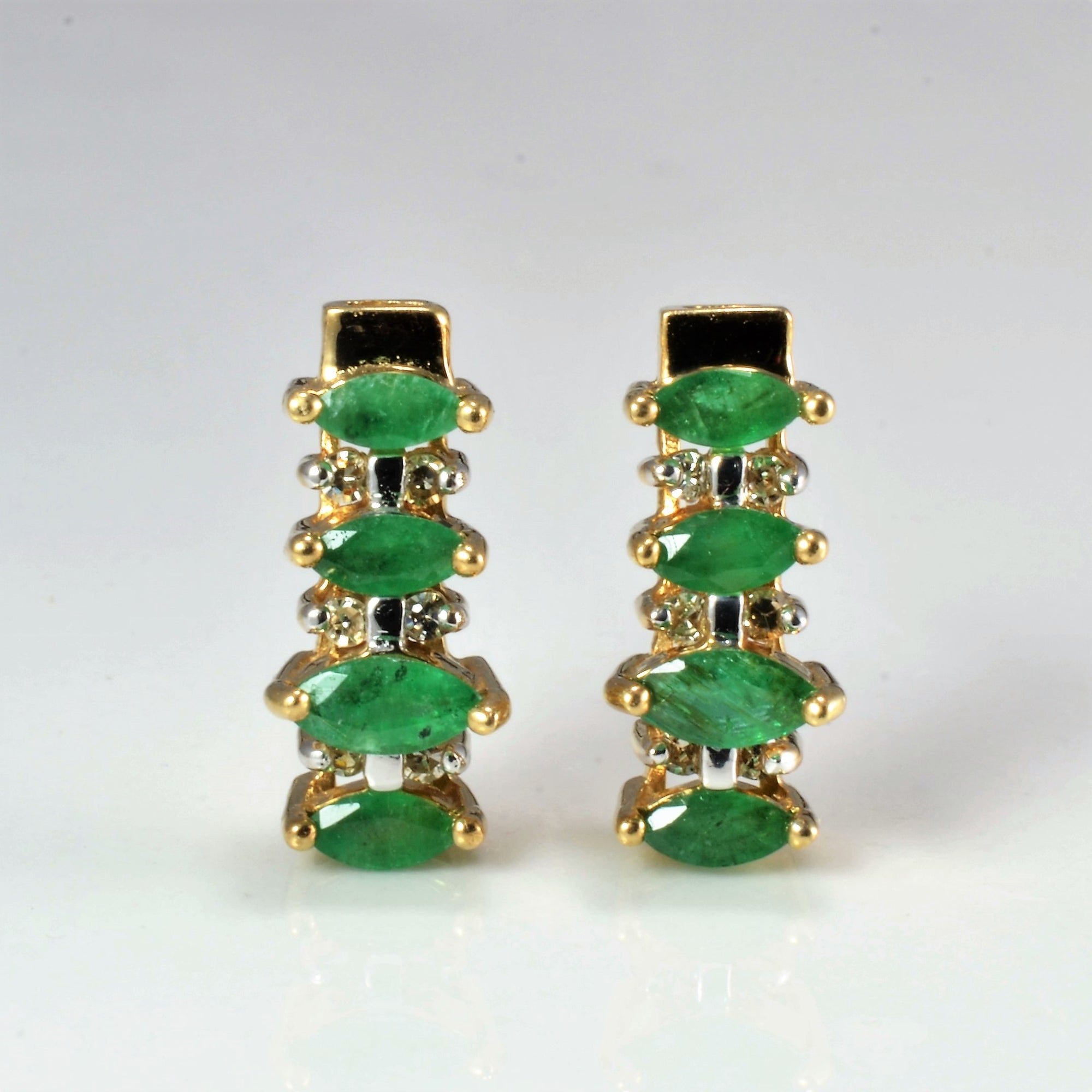 Emerald & Diamond Earrings | 0.06 ctw |