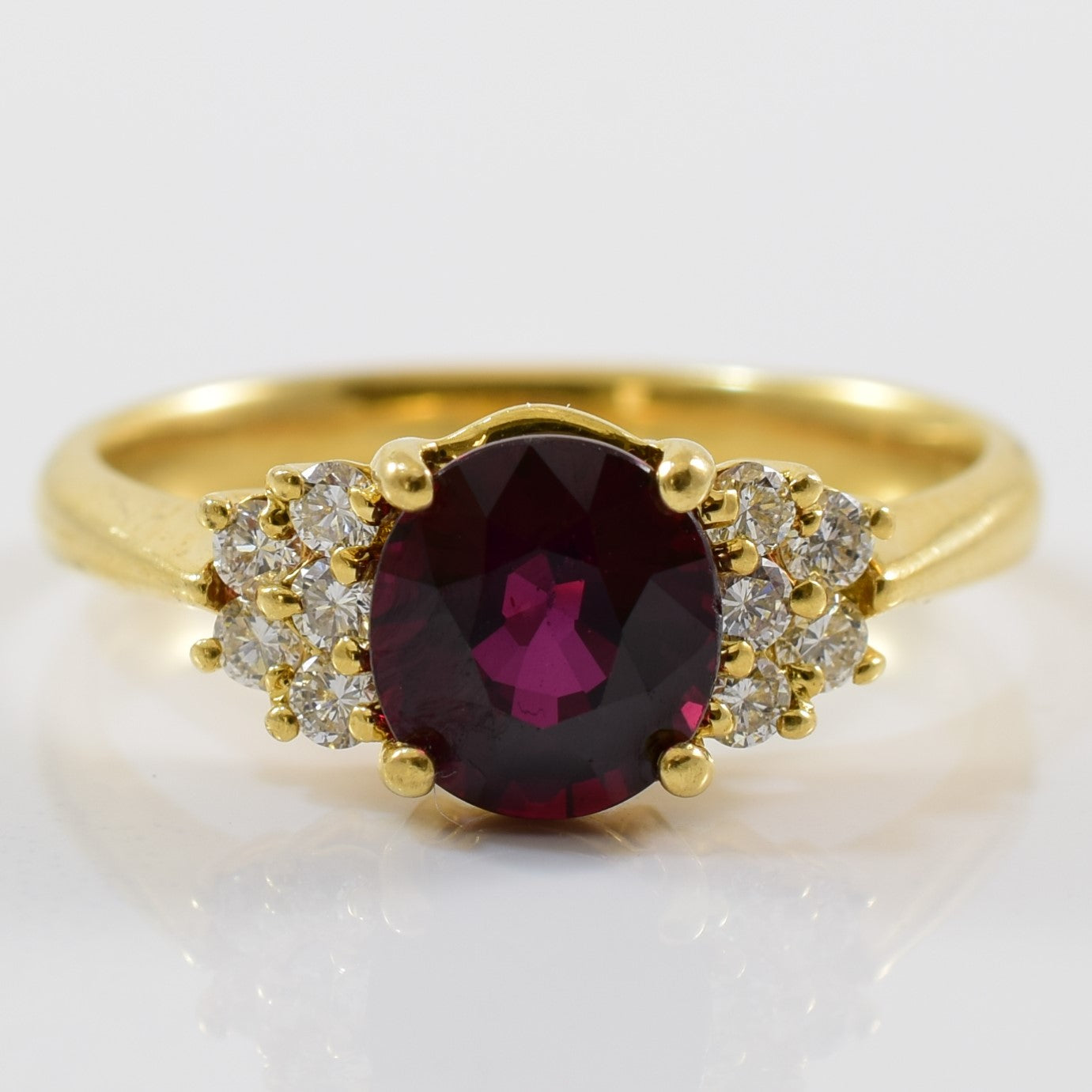 Oval Ruby & Diamond Engagement Ring | 0.25ctw, 1.75ct | SZ 7.5 |
