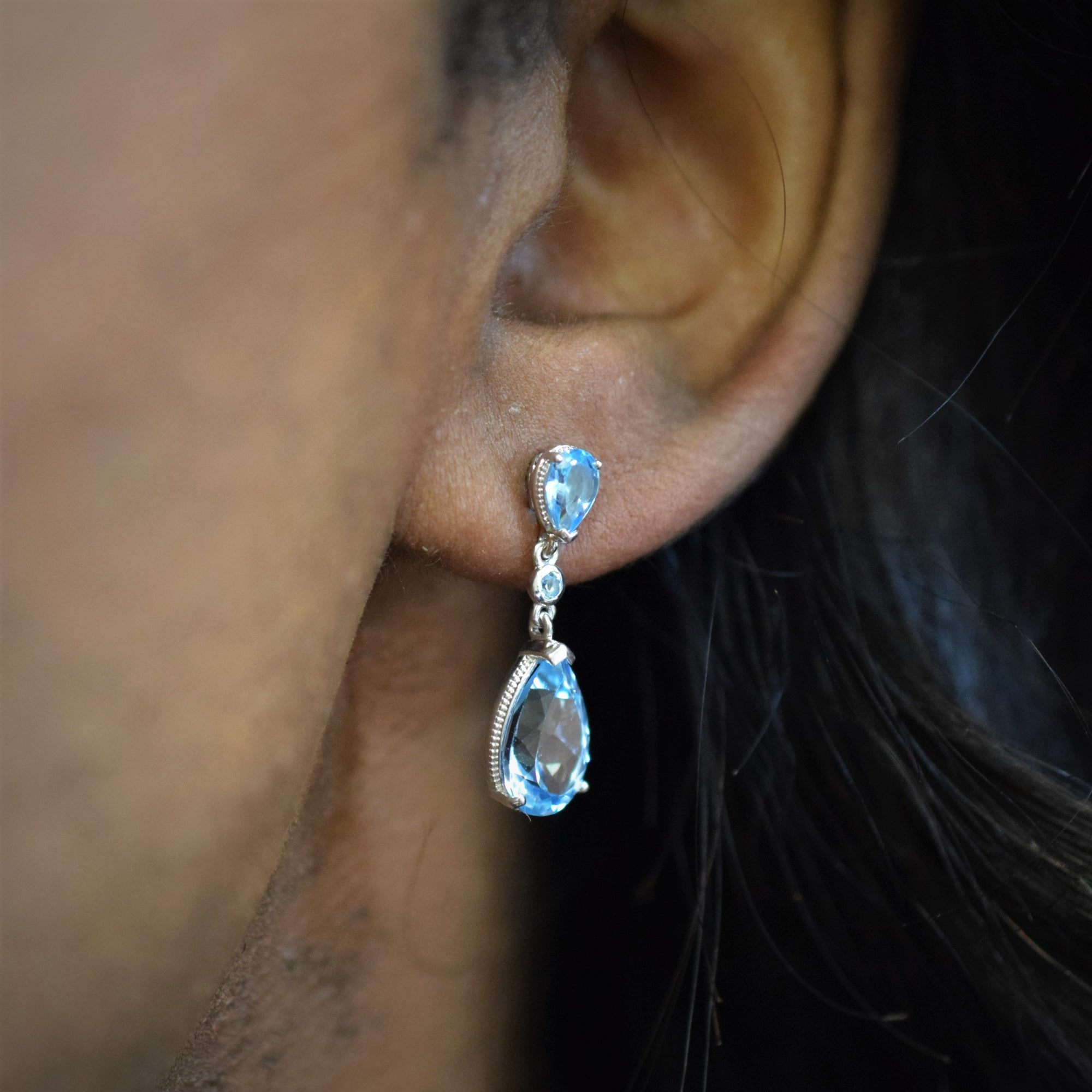 Blue Topaz Drop Pendant & Earring Set | 10.50ctw |